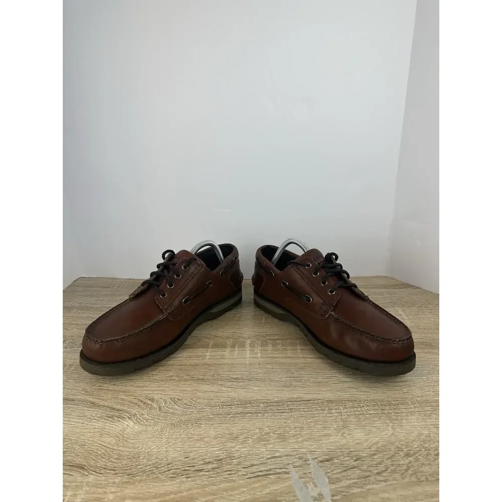 Clarks Active Air Men’s Brown Leather Boat Shoes Moc Toe Lace Up US 9 EU 42
